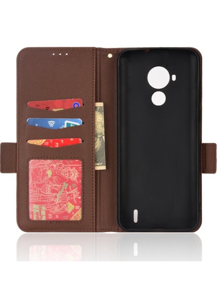 Nokia C30 Pu Deri Yan Toka Kart Yuvaları Tutucu Cüzdan Manyetik (Yurt Dışından) modelleri