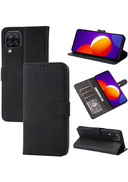 Cüzdan Kılıf Samsung Galaxy A22 4g Kabartmalı Tüm Yuvarlak Koruma Kartı (Yurt Dışından)
