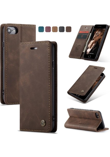 Iphone 7/8 Için Flip Case Manyetik Kapatma Darbeye Vintage Pu Deri (Yurt Dışından)