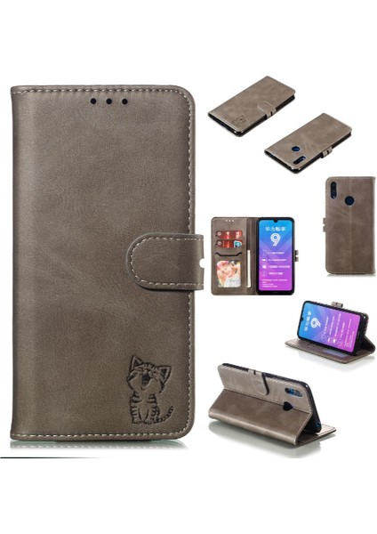 Cüzdan Kılıf Için Huawei Huawei 2019 Kabartmalı Kart Tutucu Tüm Yuvarlak Koruma (Yurt Dışından)