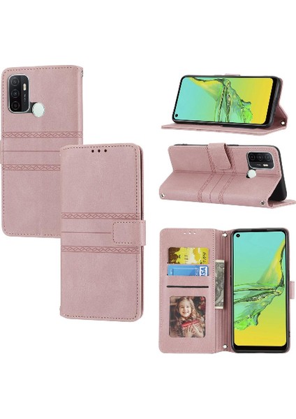 Oppo Için Flip Case A53 4g Darbeye Koruyucu Kickstand Cüzdan Kılıf Pu (Yurt Dışından)