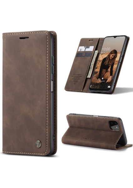 Samsung Galaxy A22 5g Için Flip Case Kart Yuvası Kickstand Manyetik Kapak (Yurt Dışından)