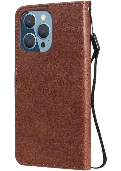 Iphone 13 Pro Için Flip Case Yüksek Kalite Deri Klasik Düz Renk Telefon (Yurt Dışından)