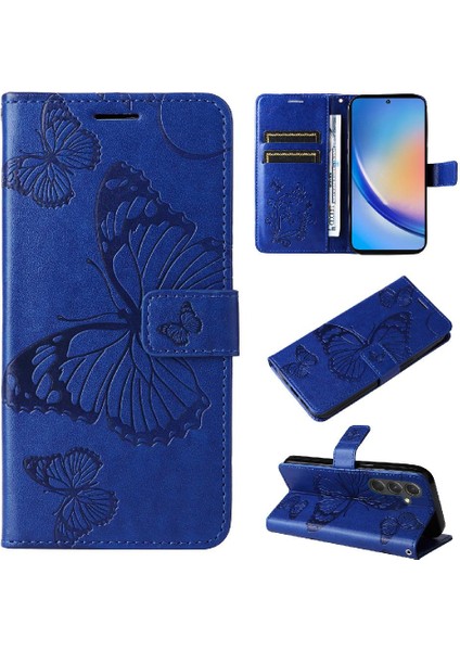 Samsung Galaxy A55 5g Pu Deri Manyetik Kapak Kart Yuvası ile (Yurt Dışından)