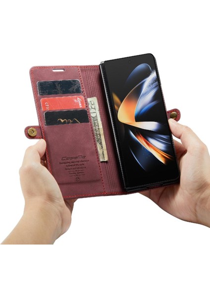 Samsung Galaxy Z Için Flip Case Fold 4 5g Vintage Pu Deri Cüzdan Kılıf (Yurt Dışından)