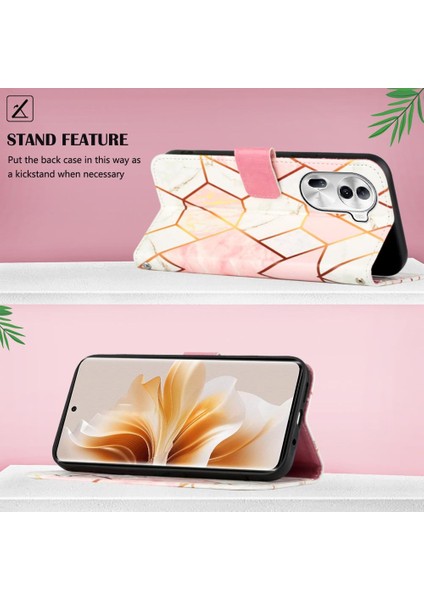 Oppo Oppo 11 Pro 5g Için Kickstand Pu Deri Mermer Desen Cüzdan (Yurt Dışından)