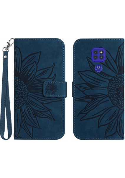 Motorola Moto E7 Artı Kısa Kayış Flip Cüzdan Telefon Kılıfı Kabartmalı (Yurt Dışından)