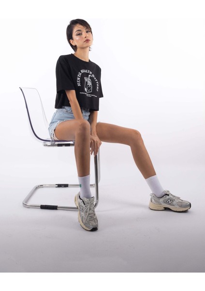 Juice Oversize Kadın Crop T-Shirt Siyah fiyatları