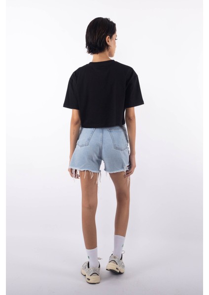 Juice Oversize Kadın Crop T-Shirt Siyah fırsatları