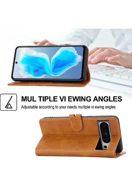 Google Piksel 8 Pro Kabartmalı Kickstand Manyetik Kapatma Için Cüzdan Kılıf (Yurt Dışından)