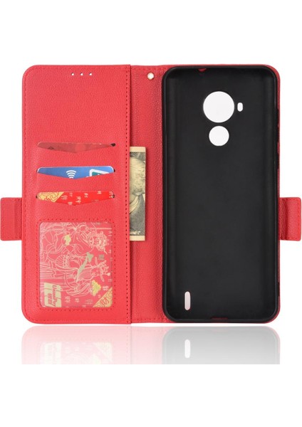 Nokia C30 Pu Deri Yan Toka Kart Yuvaları Tutucu Cüzdan Manyetik (Yurt Dışından) modelleri