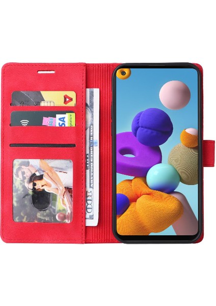 Samsung Galaxy A21S Için Flip Case Cüzdan Kapak Kapak Basit Iş Çantası (Yurt Dışından)