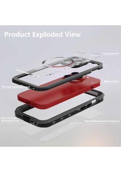 Iphone 15 Için Kılıf Pro IP68 Su Geçirmez Tam Su Geçirmez Dahili 12FT Askeri (Yurt Dışından)