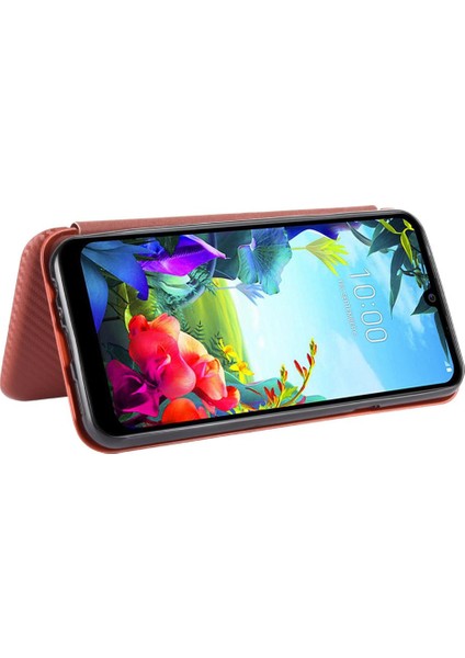 Kart Tutucu Kickstand Deri Folio Flip Case ile Lg K40S Için Kılıf (Yurt Dışından)