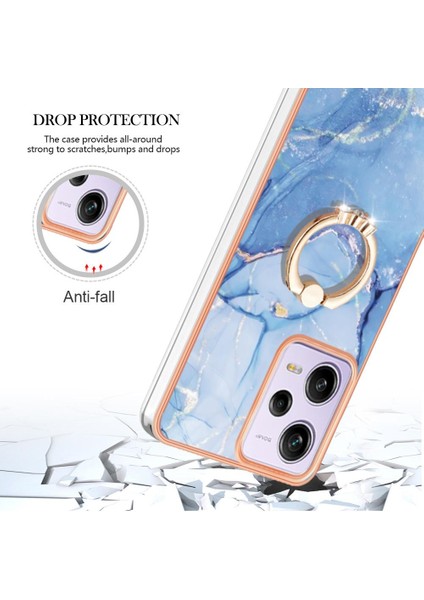 Xiaomi Poco X5 Pro 5g Için Kılıf 360 &deg; Dönebilir Halka Mermer Darbeye Tpu (Yurt Dışından)