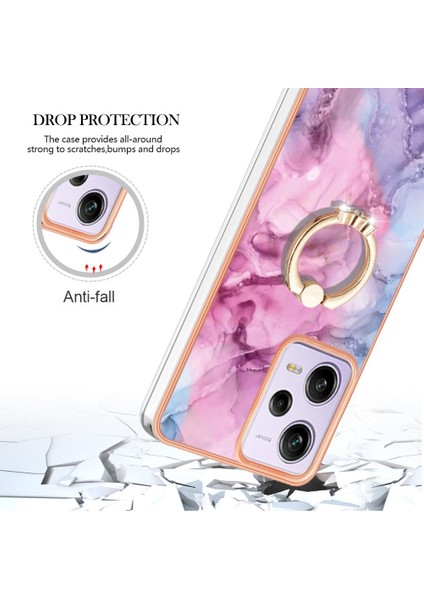 Xiaomi Poco X5 Pro 5g Için Kılıf 360 &deg; Dönebilir Halka Mermer Darbeye Tpu (Yurt Dışından)