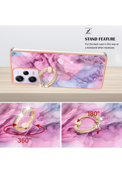 Xiaomi Poco X5 Pro 5g Için Kılıf 360 &deg; Dönebilir Halka Mermer Darbeye Tpu (Yurt Dışından)