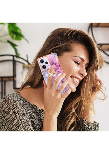 Xiaomi Poco X5 Pro 5g Için Kılıf 360 &deg; Dönebilir Halka Mermer Darbeye Tpu (Yurt Dışından)