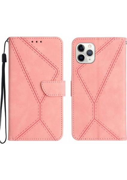 IPhone 11 Için Kılıf Pro Max Telefon Kılıfı Yumuşak Pu Deri Dikiş Kabartmalı (Yurt Dışından)