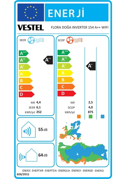 Flora Doğa 154 A++ 15000 BTU Wifi Inverter Duvar Tipi Klima