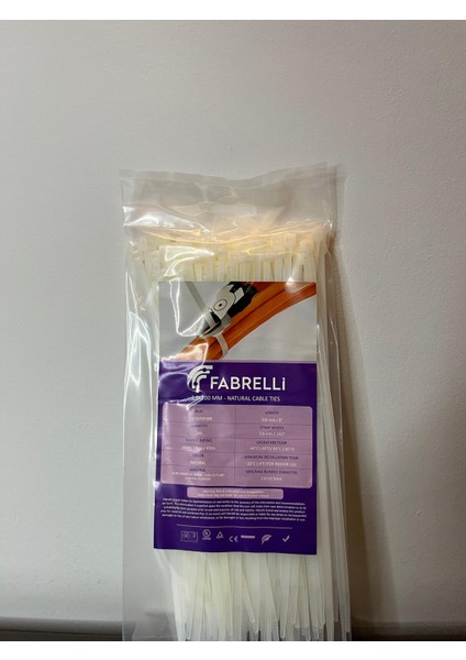 3,6X200MM Beyaz Naylon (Plastik) Kablo Bağı ( 100 Adet )
