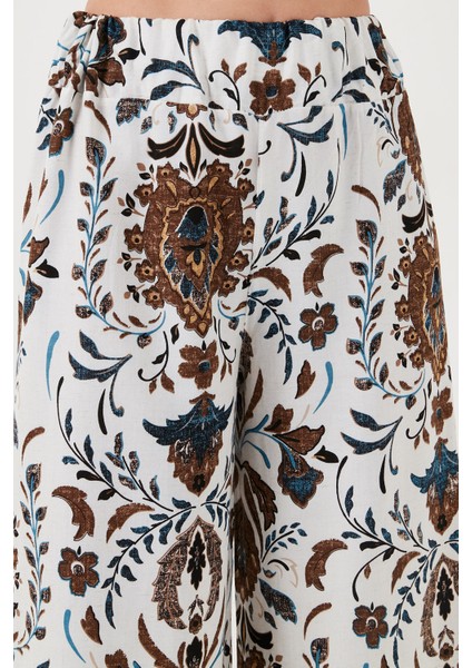 Desenli Beli Lastikli Bol Paça Rahat Kesim Pantolon Bayan Pantolon 5865217