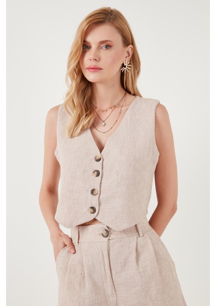 Flamlı Regular Fit V Yaka Yelekli Şortlu Takım Bayan Takım 67045802S4 fırsatları