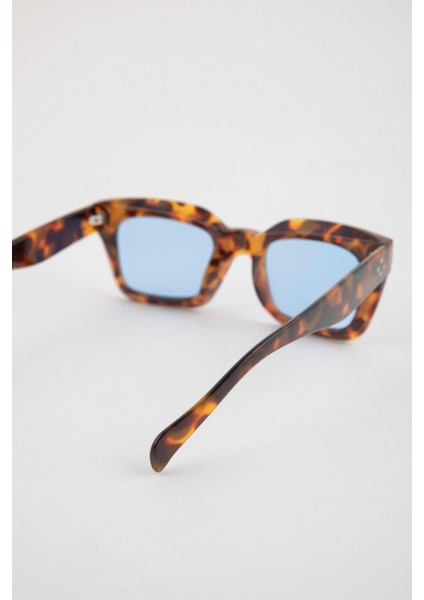 Kadın Leopar Desenli Dikdörtgen Güneş Gözlüğü D2921AXNS