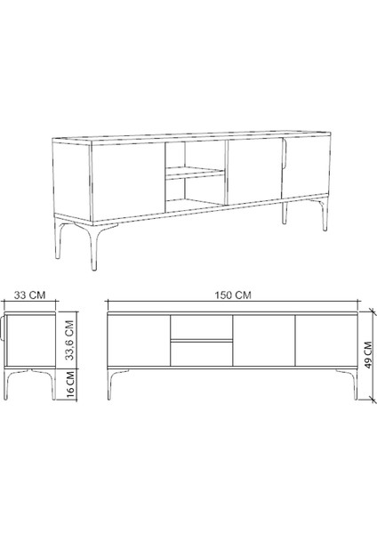 Tarz (Full Beyaz) , 150 cm Tv Ünitesi , Tv Sehpası ,raflı Tv Ünitesi Konsol