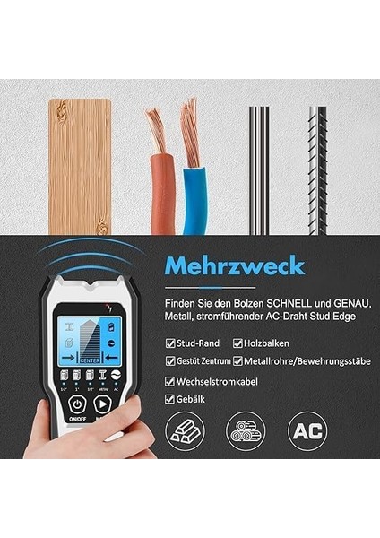 Anka Shop Duvarda Ahşap Metal Kabloları Algılamak Için Dedektörü Elektronik Sensör Duvar Tarayıcı Metal Dedektörü Pili LCD Ekranlı