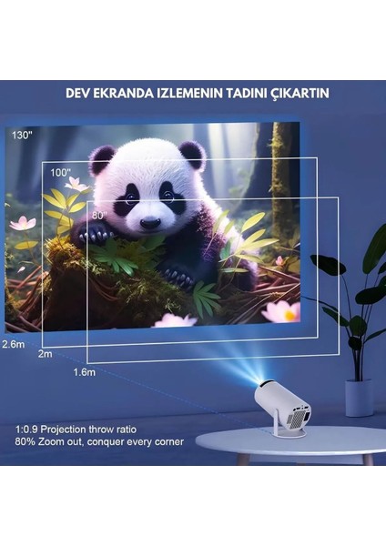 Taşınabilir Sinema Projektörü 4K Ev Sineması Bluetooth Android 12