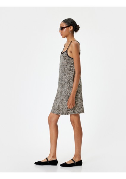 Leopar Desenli Elbise Kloş Mini Askılı Rahat Kesim fiyatları