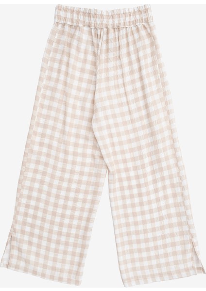 Diyohen Bej Ekoseli Kız Çocuk Pantolon