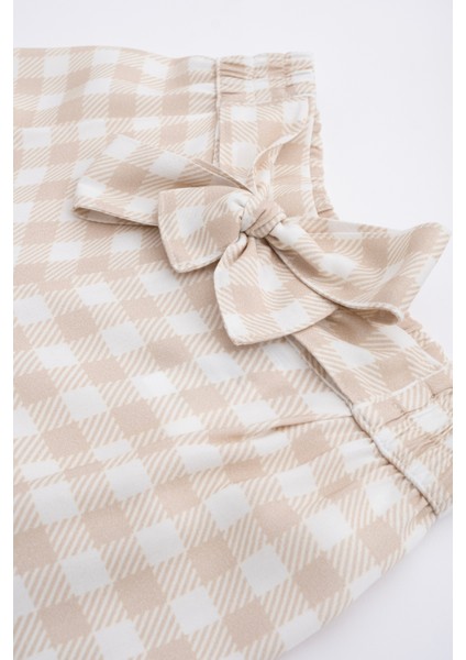 Diyohen Bej Ekoseli Kız Çocuk Pantolon