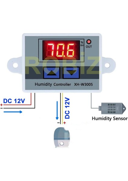 Xh-W3005 Dc 12v Dijital Nem Kontrol Cihazı 120w Güç Kuluçka Depo Oda Sera Havalandırma Iklimlendirme fiyatları