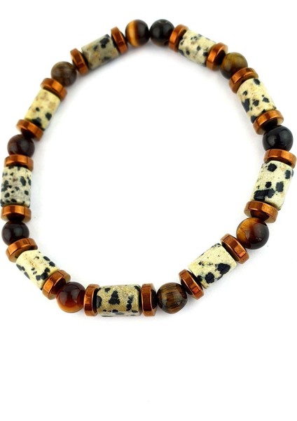 Jasper Akik Hematit ve Kaplan Gözü Taşlı Tasarım Doğal Taş Bileklik fiyatları