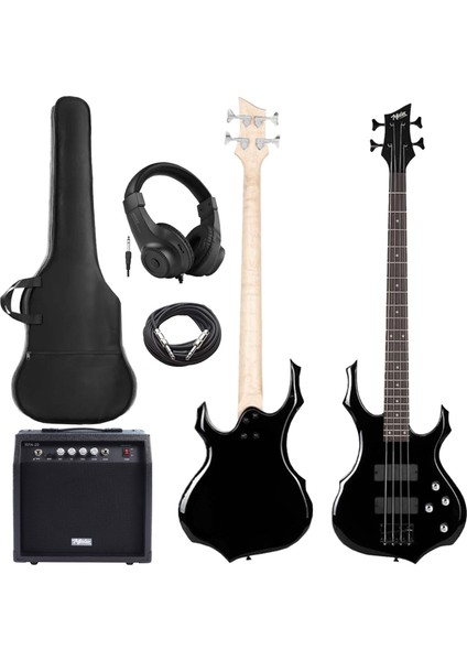 MBG-410BK-20AMP 4 Telli Bas Gitar ve 20W Amfi Gigbag Kulaklık Set