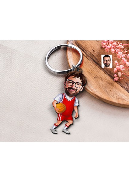 Kişiye Özel Erkek Basketbol Karikatürlü Ahşap Anahtarlık-5 Sevgiliye Hediye, Arkadaşa Hediye, Doğum Günü Hediyesi modelleri