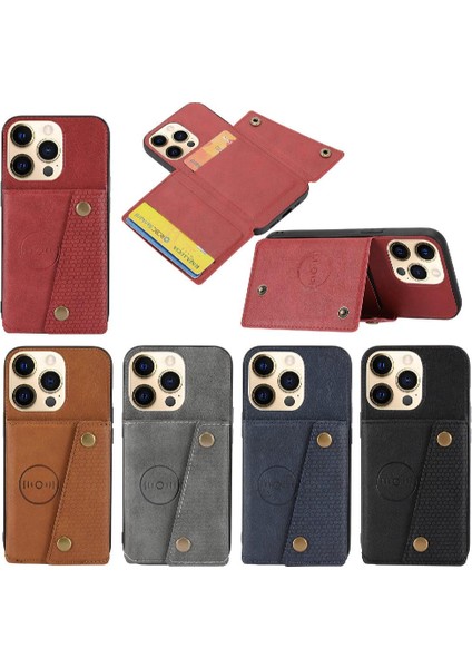 Iphone 13 Için Cüzdan Durumda Pro Max Kart Tutucu Buit Demir Darbeye Dayanıklı Durumda (Yurt Dışından)