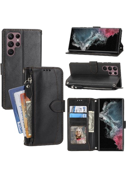 Samsung Galaxy S22 Için Flip Case Ultra 5g Kickstand Kart Tutucu Manyetik (Yurt Dışından)
