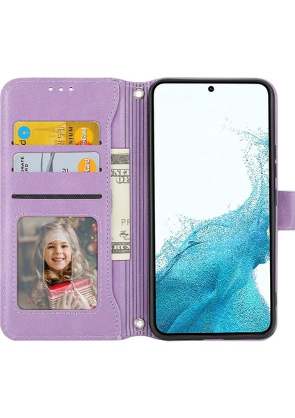 Samsung Galaxy S24 Kayış Manyetik Kapatma Pu Deri Kart Için Flip Case (Yurt Dışından)