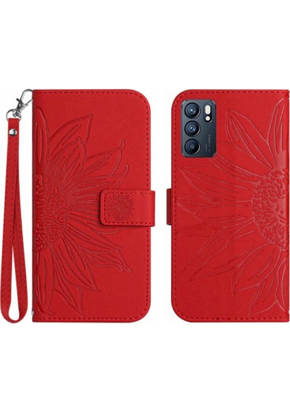 Oppo Oppo 6 5g Flip Cüzdan Telefon Kılıfı Için Kılıf Kısa Kayış ile Kabartmalı (Yurt Dışından)