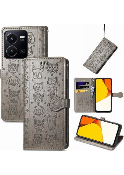 Vivo Y35 Flip Kapak Kılıf Için Kılıf Karikatür Hayvanlar Darbeye (Yurt Dışından)
