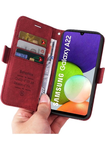 Samsung Galaxy A22 4g Kart Yuvaları Için Kılıf Cüzdan Kapak Çevirin Tpu Deri (Yurt Dışından) indirimleri