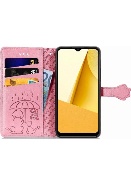 Vivo Y16 Karikatür Hayvanlar Için Kılıf Kapak Çevirin Darbeye Deri Kılıf (Yurt Dışından)