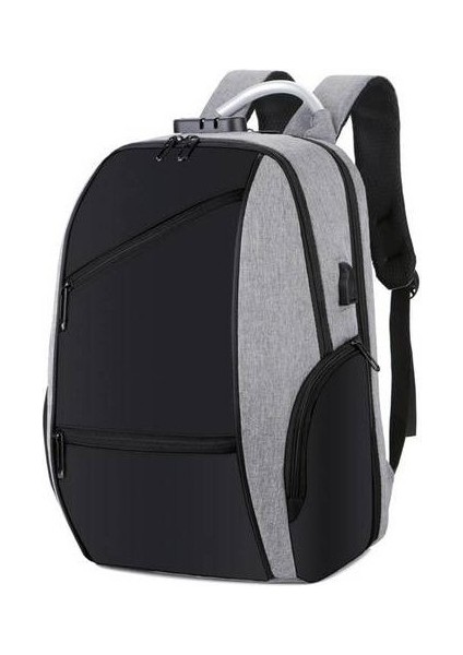 Htun Business Banliyö Şifresi Kilit Sırt Erkek Kolej Öğrenci Okul USB Şarj Sırt Bilgisayar Çantası (Yurt Dışından)