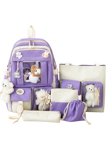Laıe Oda Sevimli Ayı Büyük Kapasiteli Öğrenci Çantası Seti 5 Parça Set (Yurt Dışından)