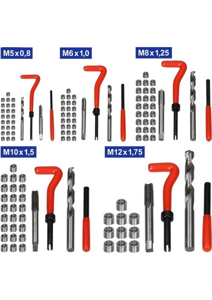 131 Parça Helicoil Seti Vida Diş Tamir Takımı