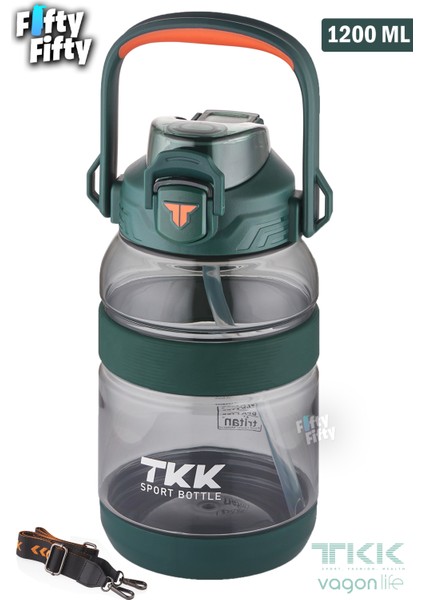 Tkk 1200 ml Tek Kapak Çift Kullanım Pipetli/rahat Içim Tritan Su MATARASI-FFTKK1026-1200ML
