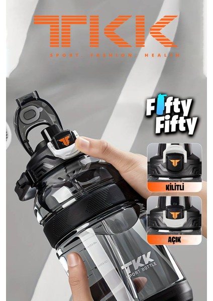 Tkk 1200 ml Tek Kapak Çift Kullanım Pipetli/rahat Içim Tritan Su MATARASI-FFTKK1026-1200ML